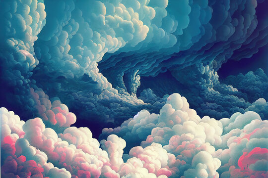 fantasy pink cloud illustration in a concept art style
