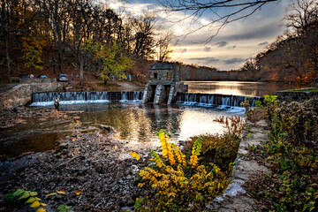 Morristown, NJ - USA - Nov 5, 2022 An autumnal horizontal wide angle view of New Jersey's historic...