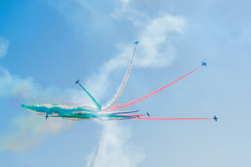 Tricolor Sparkle maneuver by Frecce Tricolori in Alghero