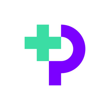 Letter P plus cross medical logo design