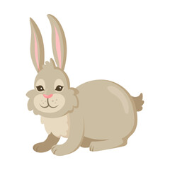 Fototapeta na wymiar Rabbit character. Easter bunny sitting. Illustration isolated in white background. Easter, farm, animal concept