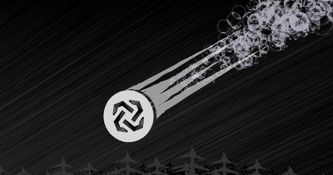 November 10th 2022 crypto crash, illustration of the crypto crash of the asset Bytom (BTM) coin falls through the sky