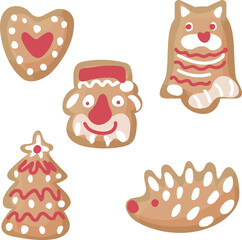 Christmas gingerbread, set on a white background.