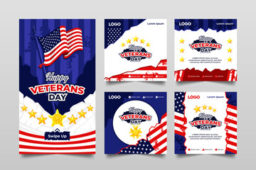 Happy Veterans Day Social Media Template Collection