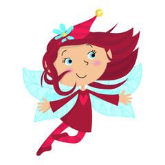 Illustration of a little red fairy