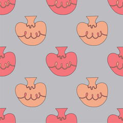 Vector illustration of vintage vases. Seamless fancy pattern. . Fashionable print for fabric, wrapping paper, packaging branding.