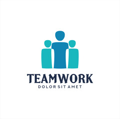 Teamwork logo with people group flat design style.