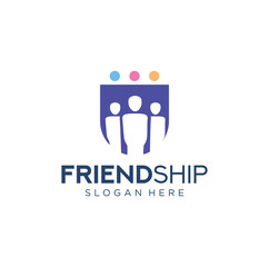 Friendship People group logo design vector illustration