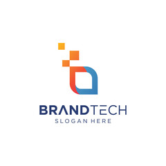 Modern Letter B tech logo design technology digital template illustration
