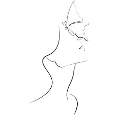 Confident Woman Line art with butterfly