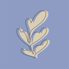 Plant illustration, outline and abstract shape. Unique print in boh style. Perfect for poster or postcard template, trendy t-shirt design.