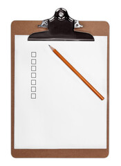 Clipboard check boxes paper checklist organization pencil plan