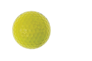 Close up view of yellow golf ball isolated on white background. Sweden.