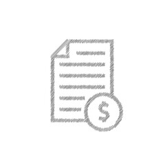 Bill payment grey sketch vector icon. Tax sign design
