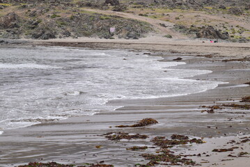waves on the beach in the desert of Atacama