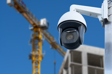 Outdoor cctv camera, secure construction site.