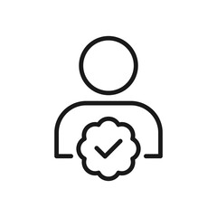 Verified account. Approved user icon design isolated on white background. Vector illustration