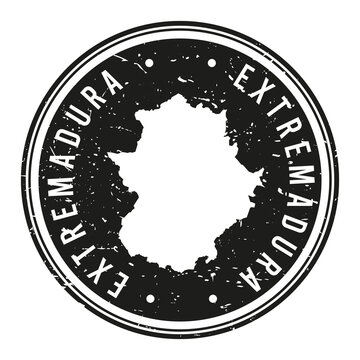 Extremadura, Spain Silhouette Postal Passport. Stamp Round Vector Icon Map. Design Travel Postmark. 