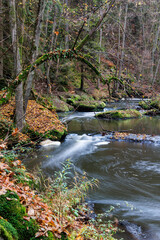 Idyllischer Flusslauf in Spätherbst, Waldnaabtal bei Falkenberg