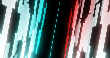 Render with flat rectangles in red and blue light
