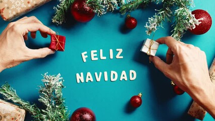 Christmas background with feliz navidad sign - Powered by Adobe