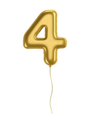 Golden balloon number 4, number ballon, festive descoration