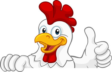 Chicken Rooster Cockerel Bird Cartoon Character - obrazy, fototapety, plakaty
