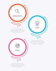Fototapeta premium Vertical infographic design with icons and 3 options or steps. Thin line. Infographics business concept. Can be used for info graphics, flow charts, presentations, mobile web sites, printed materials.
