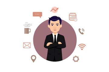 Businessman. Manager. Boss. Man. An office worker. Illustration. Vector. Flat design.