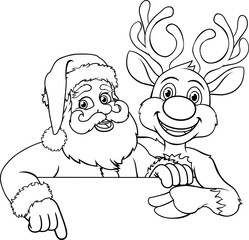 Santa Claus and Reindeer Christmas Cartoon