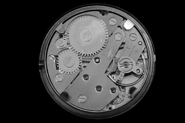 Open watch on a black background