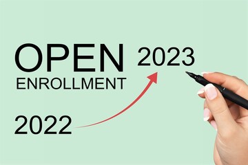 Open Enrollment concept with arrow graph and numbers