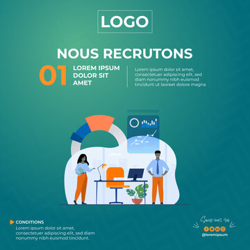 Template Recrutement. Concept d'embauche et de recrutement en ligne avec des une fille et un gar&ccedil;on. Entretien en agence. S&eacute;lectionnez un processus de reprise. Mod&egrave;le de page de destination