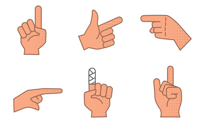 Set of different hand gestures icon Vector