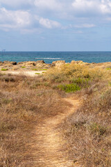 Dor Beach National Park at the end of Summer early Autumn. Beautiful scenery along the Mediterranean Sea. 
