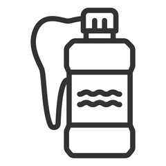 Mouthwash and tooth - icon, illustration on white background, outline style