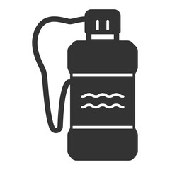 Mouthwash and tooth - icon, illustration on white background, glyph style