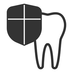 Protected tooth, tooth and shield - icon, illustration on white background, glyph style