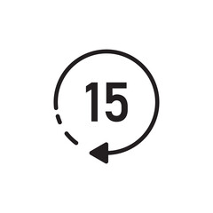 Repeat 15 seconds icon vector. replay icon vector on white background.