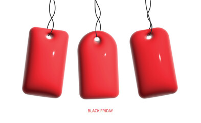 Coupons for Black Friday on a transparent background thick and inflated with highlights, 3D-Illustration