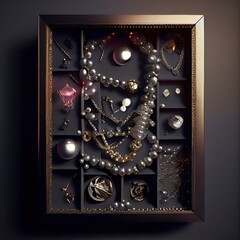 Wooden shadow box illustration generated with Artificial Intelligence