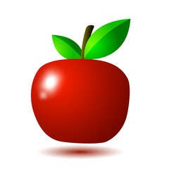 Glossy red apple, isolated vector illustration