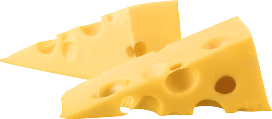 Pieces of Cheese Isolated on White