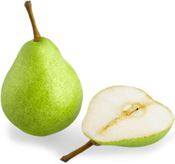 Pear fruit on a white background