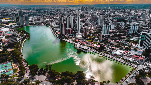 A&ccedil;ude Velho H&iacute;drico Campina Grande Para&iacute;ba Nordeste Brasil Abastecimento &Aacute;gua Paisagem Urbano Pr&eacute;dios Lagoa Lago Verde Sesi A&eacute;reo Drone