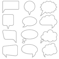Obraz premium Large set of black and white speech bubbles with shadows. Vector illustration.