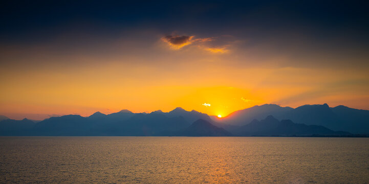 Sea. Antalya coast sunset