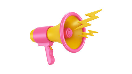 Pink and Yellow Megaphone 3D Render