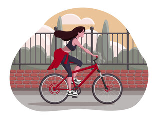 Flat girl riding bicycle in park