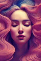 Obraz premium Beautiful lady illustration in retro style.